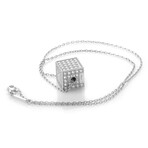 Happy Diamonds 18K White Gold Diamond Pave Cube Pendant Necklace // 16" // New