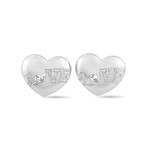 18K White Gold Diamond Heart Earrings // New