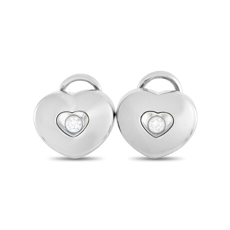 18K White Gold Happy Diamonds Diamond Clip-On Earrings // New