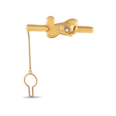 18K Yellow Gold Diamond Airplane Tie Bar // Estate