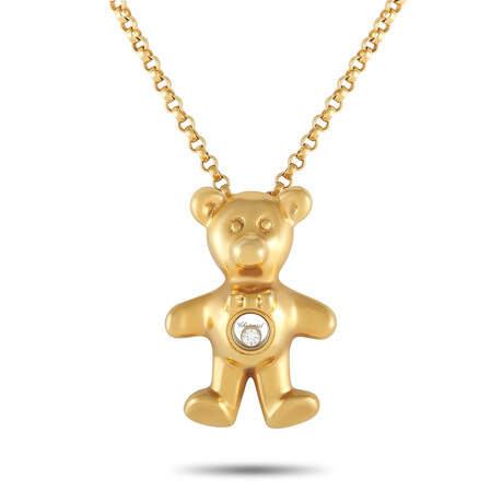 Happy Diamonds 18K Yellow Gold Diamond Bear Necklace // 16" // Estate