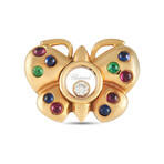 Happy Diamonds 18K Yellow Gold Diamond + Emerald + Ruby + Sapphire Butterfly Brooch // Estate