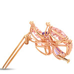 18K Rose Gold Diamond + Amethyst + Morganite Butterfly Brooch // New