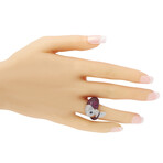 18K White Gold Diamond + Ruby + Sapphire Fish Ring // Ring Size: 6.5 // New