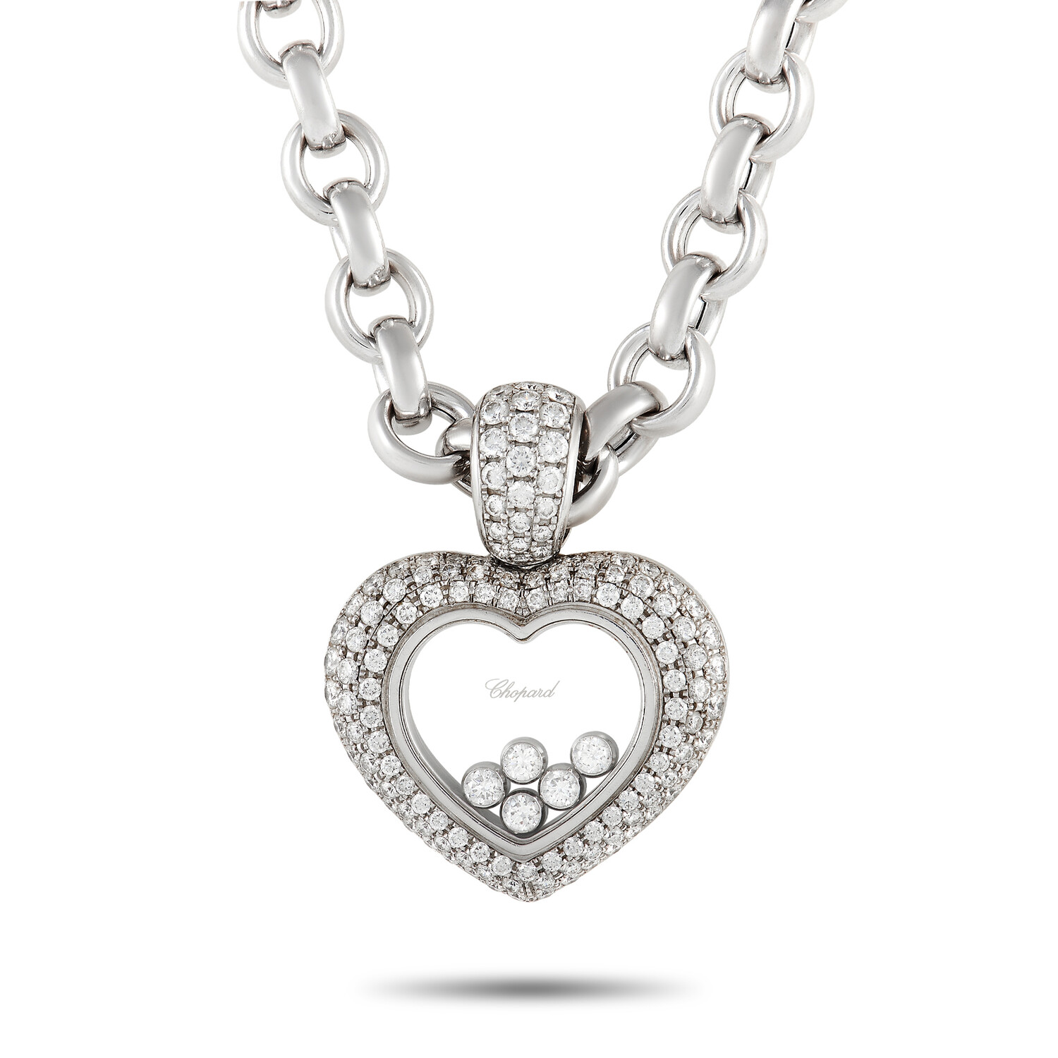 Happy Diamonds 18K White Gold Diamond Heart Pendant Necklace 23