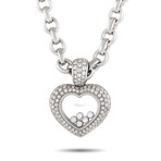 Happy Diamonds 18K White Gold Diamond Heart Pendant Necklace // 23" // Estate