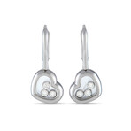 18K White Gold Happy Diamonds Diamond Heart Earrings // Estate