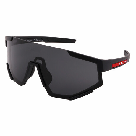 Prada Sport // Men's Shield PS04WS DG006F Non-Polarized Sunglasses // Black Ruber + Dark Gray