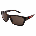 Prada Sport // Men's Square PS01WS 58106H Non-Polarized Sunglasses // Havana Rubber + Brown Hydrophonic