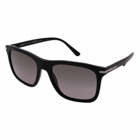 Prada // Men's PR18WS 1AB09G Polarized Square Sunglasses// Black + Polar Gray Gradient