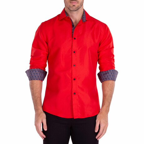 Do Me A Solid Long Sleeve Button Up // Red (XS)