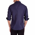 Do Me A Solid Long Sleeve Button Up // Navy (L)