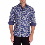 Hasta la Vista, Paisley Long Sleeve Button Up // Royal Blue (XS)