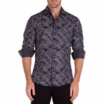 Record Scratch Long Sleeve Button Up // Black (XS)