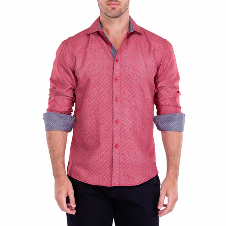 Absolute Gem Long Sleeve Button Up // Red (XS)