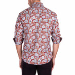 Hasta la Vista, Paisley Long Sleeve Button Up // Red (XS)