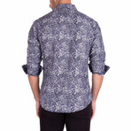 Hasta la Vista, Paisley Long Sleeve Button Up // Navy (3XL)