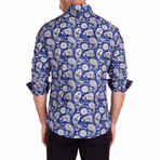 Hasta la Vista, Paisley Long Sleeve Button Up // Royal Blue (XL)