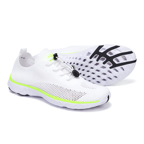 Aleader Men's Xdrain Pro Knit Water Shoes // White + Safty Yellow (US: 9)