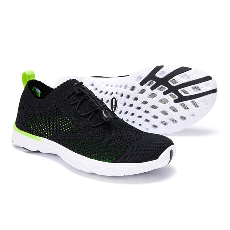 Aleader Men's Xdrain Classic Knit 2.0 Water Shoes // Black + Safty Yellow (US: 8)