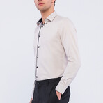 Tipped Placket Long Sleeve Button Up Shirt // Beige (S)