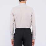 Tipped Placket Long Sleeve Button Up Shirt // Beige (S)