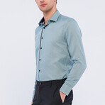 Tipped Placket Long Sleeve Button Up Shirt // Green (L)
