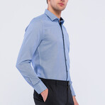 Tipped Placket Long Sleeve Button Up Shirt // Navy (S)