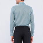 Tipped Placket Long Sleeve Button Up Shirt // Green (L)