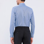 Tipped Placket Long Sleeve Button Up Shirt // Navy (S)