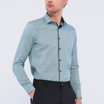 Tipped Placket Long Sleeve Button Up Shirt // Green (L)