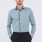Tipped Placket Long Sleeve Button Up Shirt // Green (L)