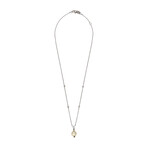 18K White Gold Pearl + Diamond Pendant Necklace // 17" // New