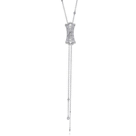 Damiani Burlesque 18K White Gold Round Brilliant Cut Diamond Lariat Necklace // 16"-26" // Store Display