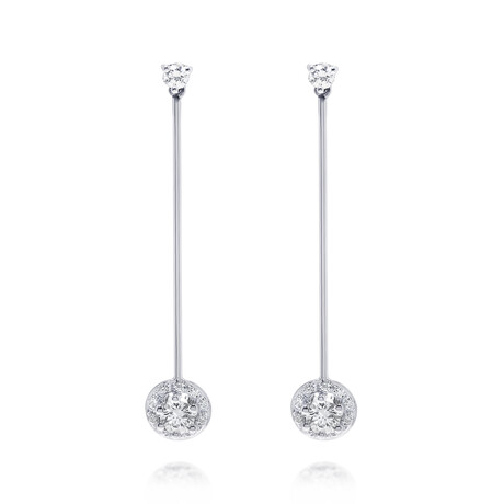 Damiani Minou 18K White Gold Diamond Drop Earrings // Store Display