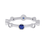 Damiani 18K White Gold Blue Sapphire + Diamond Ring // Ring Size: 6.5 // Store Display