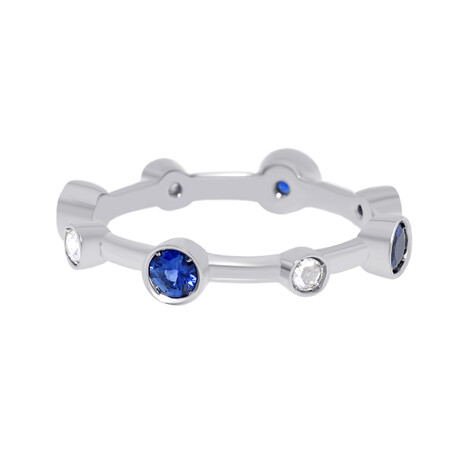 Damiani 18K White Gold Blue Sapphire + Diamond Ring // Ring Size: 6.5 // Store Display