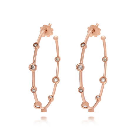 Damiani 18K Rose Gold White Diamond Hoop Earrings // Store Display