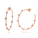 Damiani 18K Rose Gold White Diamond Hoop Earrings // Store Display