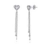 Damiani 18K White Gold Heart Design Diamond Drop Earrings // Store Display