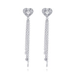 Damiani 18K White Gold Heart Design Diamond Drop Earrings // Store Display