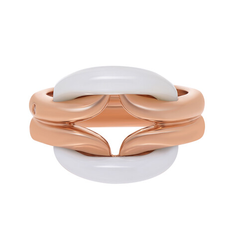 Damiani 18K Rose Gold White Agate + Diamond Gemstone Ring // Ring Size: 8 // Store Display