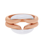 Damiani 18K Rose Gold White Agate + Diamond Gemstone Ring // Ring Size: 7.5 // Store Display