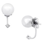 18K White Gold Pearl + Diamond Jacket Earrings // Store Display