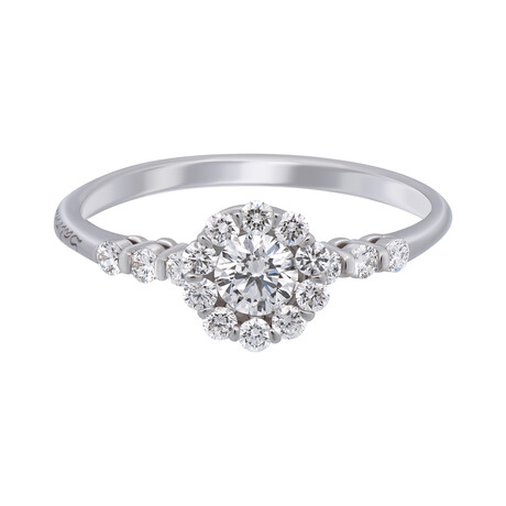 18K White Gold Diamond Halo Ring // Ring Size: 6.75 // Store Display