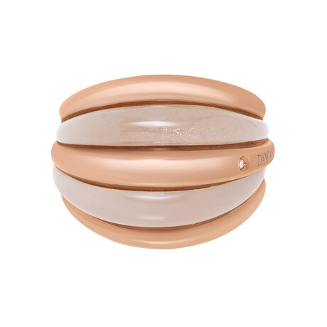 Damiani 18K Rose Gold Pink Sunstone + Diamond Statement Ring // Ring Size: 6.5 // Store Display