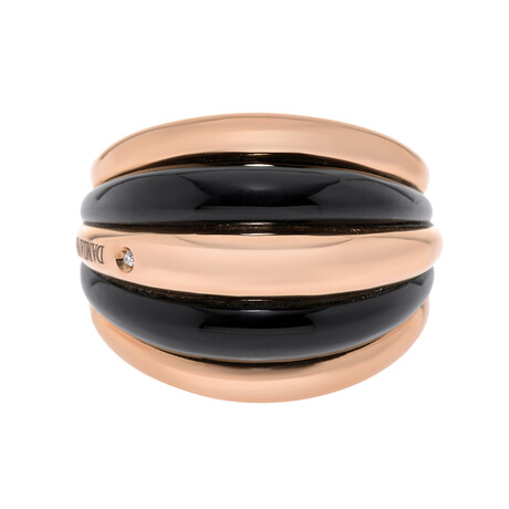 Damiani Spicchi di Luna 18K Rose Gold Black Onyx + Diamond Dome Ring // Ring Size: 7 // Store Display