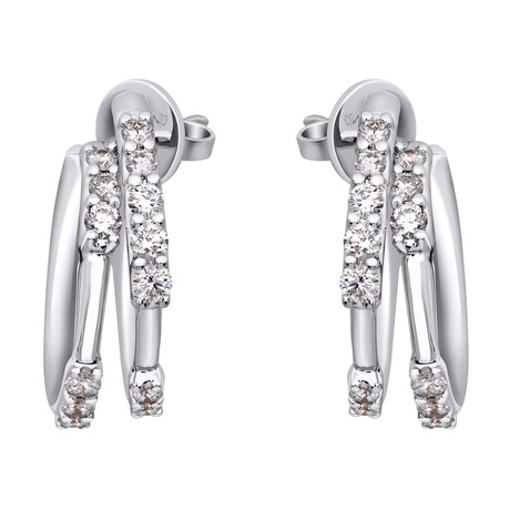 Salvini 18K White Gold Diamond Huggie Earrings // Store Display
