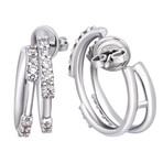 Salvini 18K White Gold Diamond Huggie Earrings // Store Display