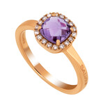 18K Rose Gold Amethyst + Diamond Halo Ring // Ring Size: 6.25 // Store Display